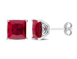 6.10 Carat (ctw) Lab-Created Ruby Solitaire Earrings in Sterling Silver (8mm)